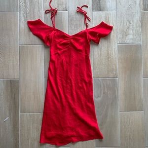 Red Off the Shoulder Express Dress